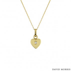 David Morris Yellow Gold Heart Diamond Pendant 0.05ct F/VS+